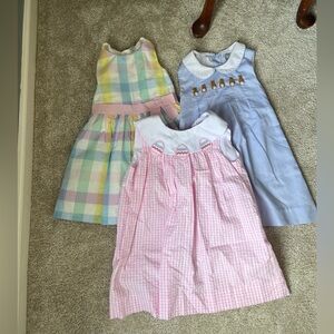 3 lot bundle LITTLE ENGLISH dress eggs pink white gingham 4 carts Bella bean